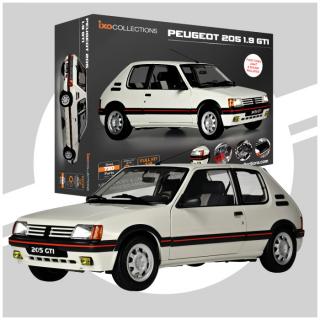 Peugeot 205 1,9 GTi bílá - STAVEBNICE - IXO 1:8 (STAVEBNICE MĚŘÍTKO 1:8 !!! Naskladňujeme další kusy - odesíláme duben 2025!)