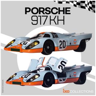 Porsche 917 KH #20 Gulf 24H Le Mans 1970 - STAVEBNICE - IXO 1:8 (STAVEBNICE MĚŘÍTKO 1:8 !!! Naskladňujeme další kusy - odesíláme duben 2025!)