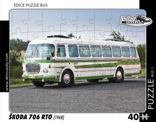 Retro-Auta Puzzle BUS 1 - ŠKODA 706 RTO (1968) 40 dílků