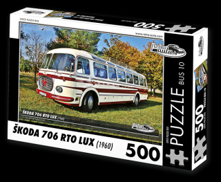Retro-Auta Puzzle BUS 10 - ŠKODA 706 RTO LUX (1960) 500 dílků
