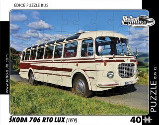 Retro-Auta Puzzle BUS 12 - ŠKODA 706 RTO LUX (1979) 40 dílků