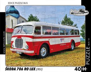 Retro-Auta Puzzle BUS 15 - ŠKODA 706 RO LUX (1951) 40 dílků