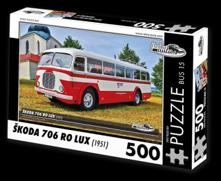 Retro-Auta Puzzle BUS 15 - ŠKODA 706 RO LUX (1951) 500 dílků