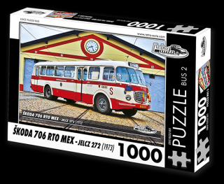 Retro-Auta Puzzle BUS 2 - ŠKODA 706 RTO MEX - Jelcz 272 (1973) 1000 dílků