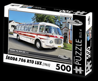 Retro-Auta Puzzle BUS 4 - ŠKODA 706 RTO LUX (1965) 500 dílků
