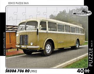 Retro-Auta Puzzle BUS 5 - ŠKODA 706 RO (1951) 40 dílků
