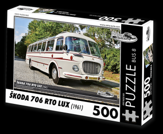 Retro-Auta Puzzle BUS 8 - ŠKODA 706 RTO LUX (1961) 500 dílků