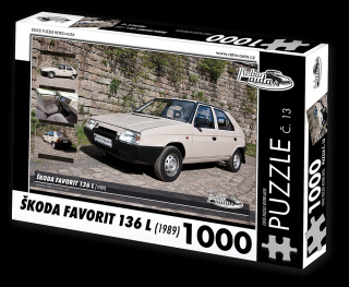 Retro-Auta Puzzle č. 13 - ŠKODA FAVORIT 136 L (1989) 1000 dílků