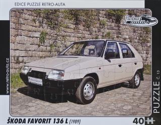 Retro-Auta Puzzle č. 13 - ŠKODA FAVORIT 136 L (1989) 40 dílků