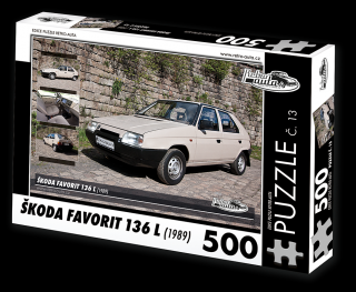 Retro-Auta Puzzle č. 13 - ŠKODA FAVORIT 136 L (1989) 500 dílků