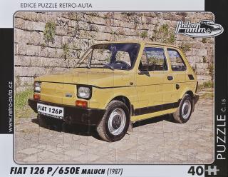 Retro-Auta Puzzle č. 15 - FIAT 126 P/650E maluch (1987) 40 dílků