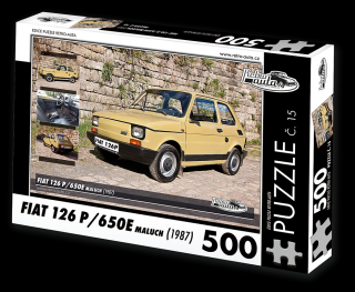 Retro-Auta Puzzle č. 15 - FIAT 126 P/650E maluch (1987) 500 dílků