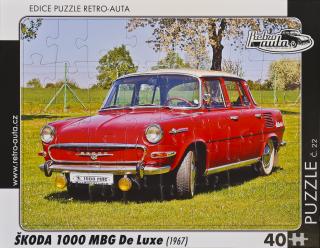 Retro-Auta Puzzle č. 22 - ŠKODA 1000 MBG De Luxe (1967) 40 dílků