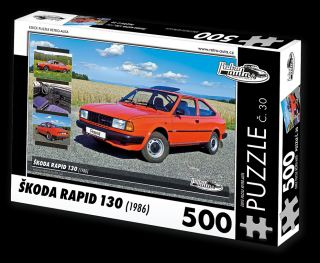 Retro-Auta Puzzle č. 30 - ŠKODA RAPID 130 (1986) 500 dílků