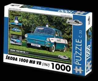 Retro-Auta Puzzle č. 33 - ŠKODA 1000 MB VB (1967) 1000 dílků