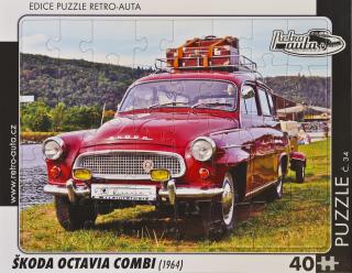 Retro-Auta Puzzle č. 34 - ŠKODA OCTAVIA COMBI (1964) 40 dílků