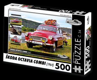 Retro-Auta Puzzle č. 34 - ŠKODA OCTAVIA COMBI (1964) 500 dílků
