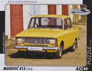 Retro-Auta Puzzle č. 36 - MOSKVIČ 412 (1974) 40 dílků