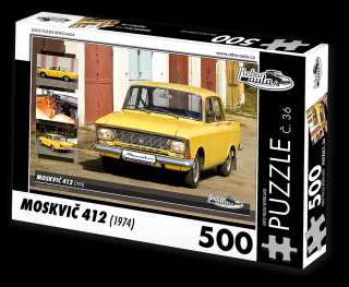 Retro-Auta Puzzle č. 36 - MOSKVIČ 412 (1974) 500 dílků