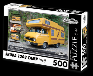 Retro-Auta Puzzle č. 44 - ŠKODA 1203 CAMP (1969) 500 dílků