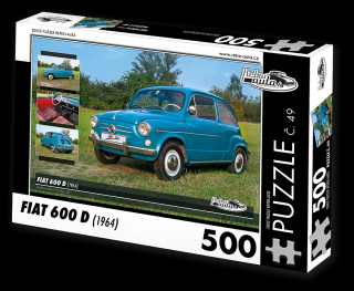 Retro-Auta Puzzle č. 49 - FIAT 600 D (1964) 500 dílků