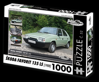 Retro-Auta Puzzle č. 52 - ŠKODA FAVORIT 135 LS (1988) 1000 dílků