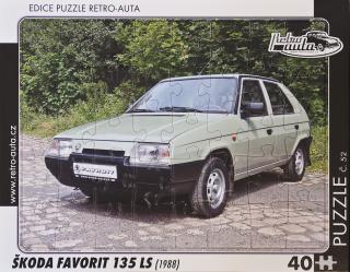 Retro-Auta Puzzle č. 52 - ŠKODA FAVORIT 135 LS (1988) 40 dílků