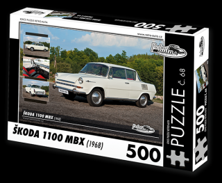 Retro-Auta Puzzle č. 68 - ŠKODA 1100 MBX (1968) 500 dílků