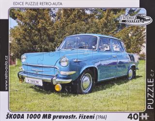 Retro-Auta Puzzle č. 7 - ŠKODA 1000 MB (1966) pravostranné řízení 40 dílků