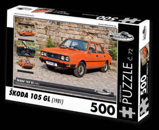 Retro-Auta Puzzle č. 72 - ŠKODA 105 GL (1981) 500 dílků