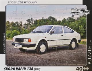 Retro-Auta Puzzle č. 75 - ŠKODA RAPID 136 (1988) 40 dílků