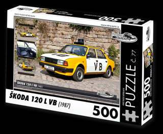 Retro-Auta Puzzle č. 77 - ŠKODA 120 L VB (1987) 500 dílků