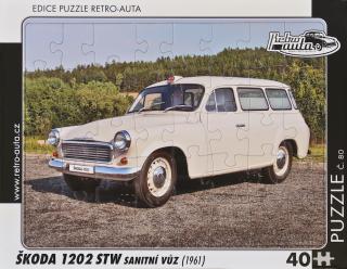 Retro-Auta Puzzle č. 80 - ŠKODA 1202 STW Sanitní Vůz (1961) 40 dílků