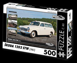 Retro-Auta Puzzle č. 80 - ŠKODA 1202 STW Sanitní Vůz (1961) 500 dílků