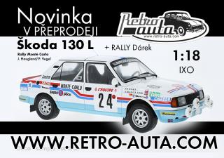 Škoda 130 L, No.24, Rally Monte Carlo, 1987, J.Haugland/P.Vegel IXO 1:18 (PŘEDOBJEDNÁVKA!!! Dostupnost bude upřesněna! )