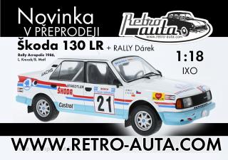 Škoda 130 LR, No.21, WRC, Rally Acropolis 1986,L.Krecek/B.Motl IXO 1:18 (PŘEDOBJEDNÁVKA!!! Dostupnost bude upřesněna! )