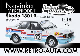 Škoda 130 LR, No.22, WRC, Rally Acropolis 1986, S.Kvaizar/J.Janecek IXO 1:18 (PŘEDOBJEDNÁVKA!!! Dostupnost bude upřesněna! )