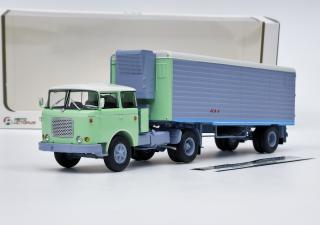 Škoda LIAZ 706 MTTN Tahač s návěsem Alka N12CH - Světle zelená/šedá MODIMIO 1:43