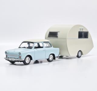 Trabant 601 + Wurdig 301 Modrá/Bílá ATLAS 1:43