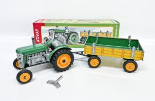 Traktor ZETOR s valníkem - zelený - kovové disky kol KOVAP