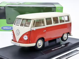 Volkswagen T1 Bus (1963) červená/béžová Welly 1:18