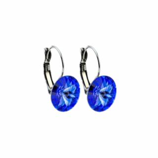 Ocelové náušnice rivoli sapphire