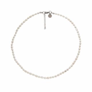 Perlový náhrdelník bílé oválné perly 7 mm BE142, délka 42 - 45 cm