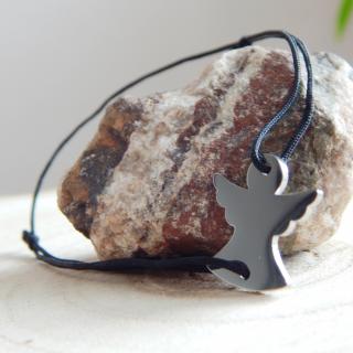Provázkový náramek ocelový anděl S15215 Barva šňůrky: Černá