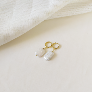 Stříbrné pozlacené perlové náušnice kruhy přírodní perla velká bílá CR509