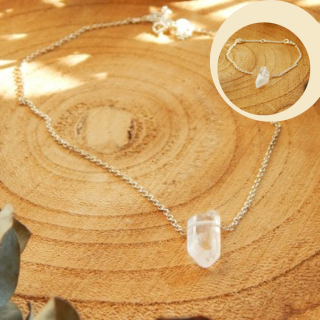Stříbrný náhrdelník se surovým křišťálem RC85007 + náramek s křišťálem zdarma