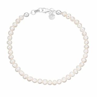 Stříbrný náramek perly bílé AP4508 velikost perel 4 mm