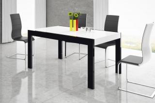 Jídelní stůl IMPERIA 140  (bílá lesk/černá lesk)   (Moderní rozkládací jídelní stůl v kombinaci bílý a černý lesk)
