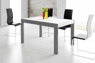 Jídelní stůl IMPERIA 140 (bílá lesk/grafit lesk) (Moderní rozkládací jídelní stůl v kombinaci bílý a černý lesk)