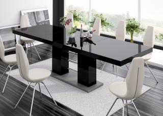 Jídelní stůl LINOSA 2 (černá lesk) (Moderní rozkládací jídelní stůl ve vysokém lesku)